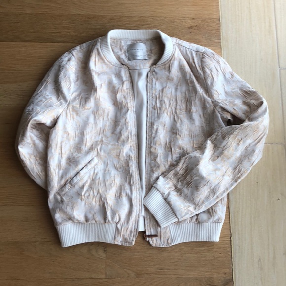 zara metallic bomber jacket